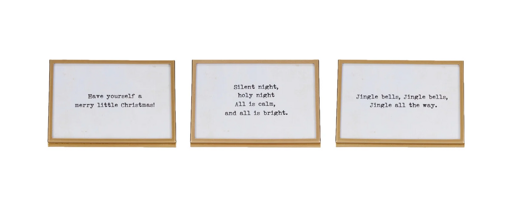 4" Gold Frame w/ Easel and Christmas Saying, 3 Styles