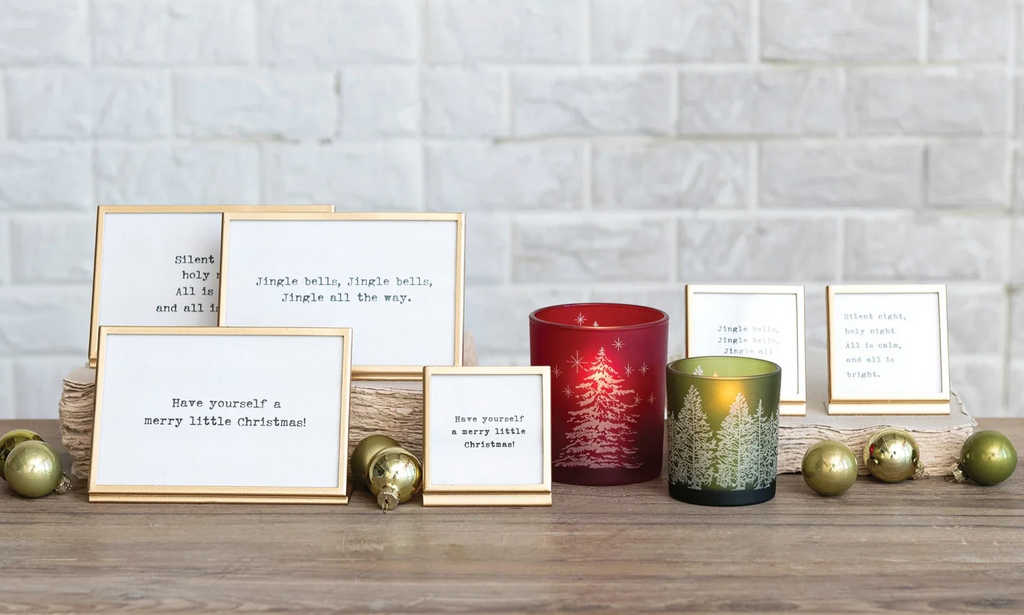 4" Gold Frame w/ Easel and Christmas Saying, 3 Styles