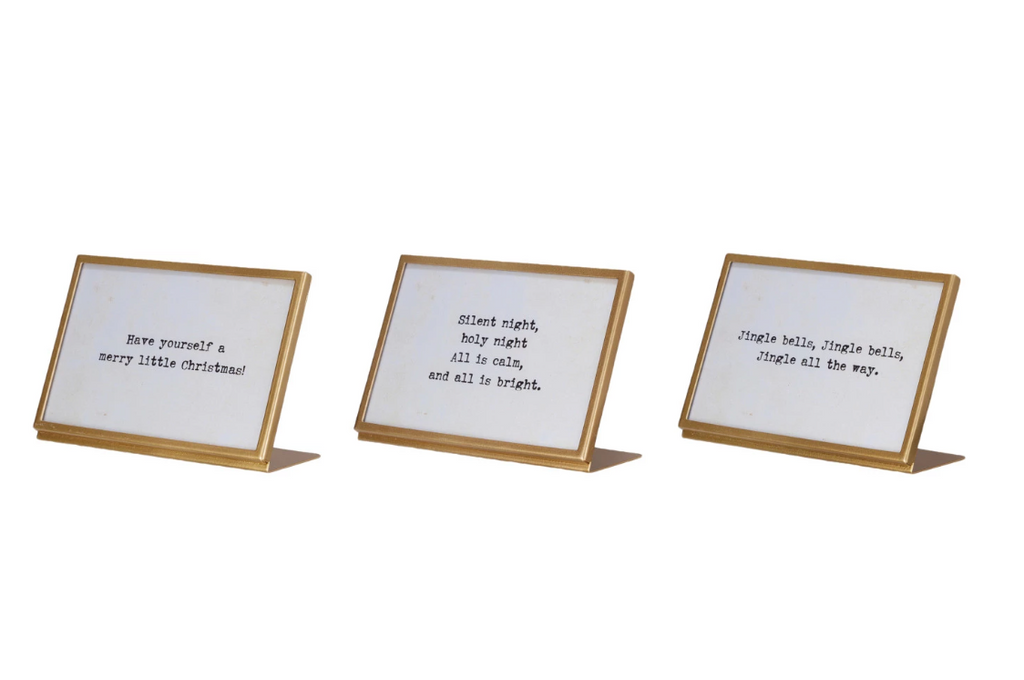 4" Gold Frame w/ Easel and Christmas Saying, 3 Styles