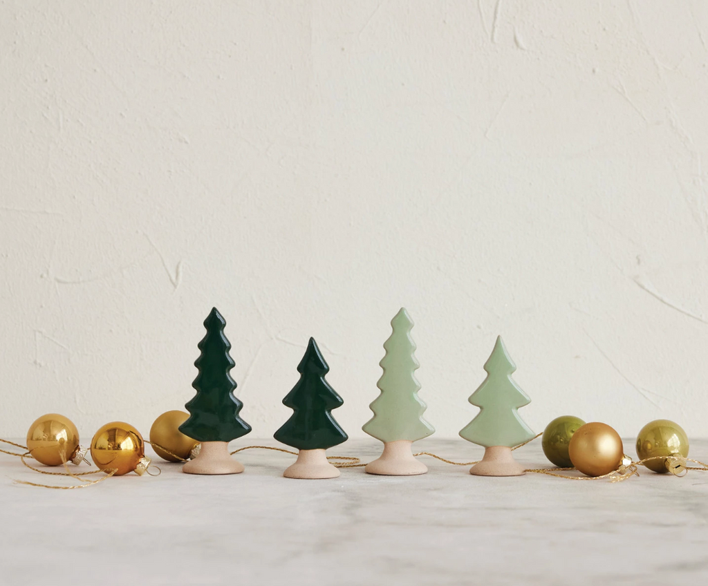 4" Stoneware Tree w/ Non-Glazed Base, 2 Colors