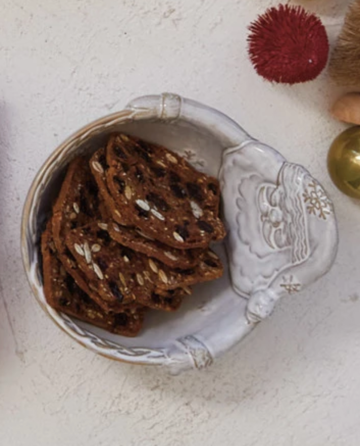 White Stoneware Christmas Themed Bowl, 2 Styles