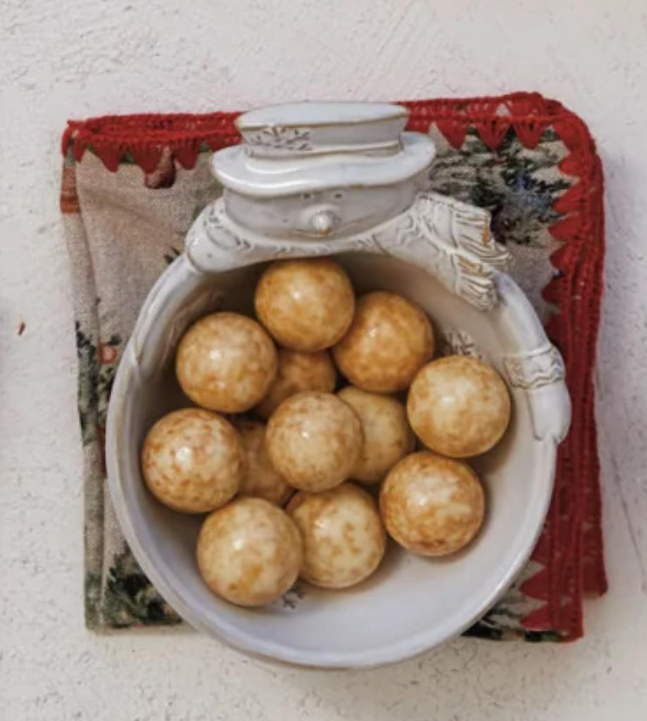 White Stoneware Christmas Themed Bowl, 2 Styles