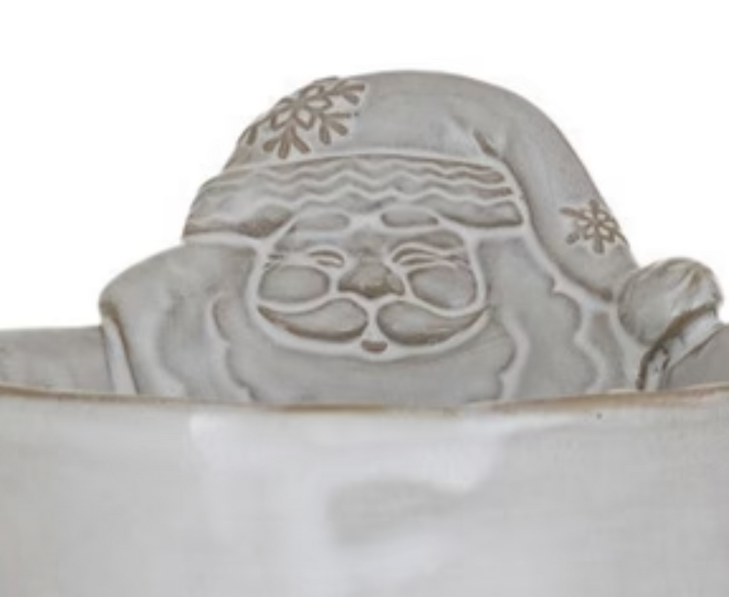 White Stoneware Christmas Themed Bowl, 2 Styles