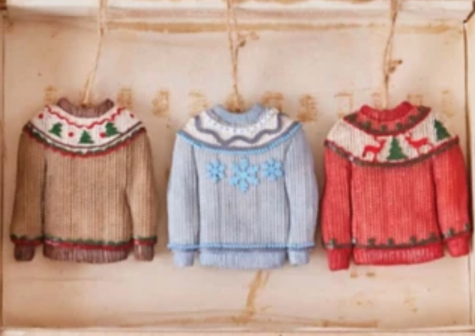 Resin Sweater Shaped Ornament, 3 Colors