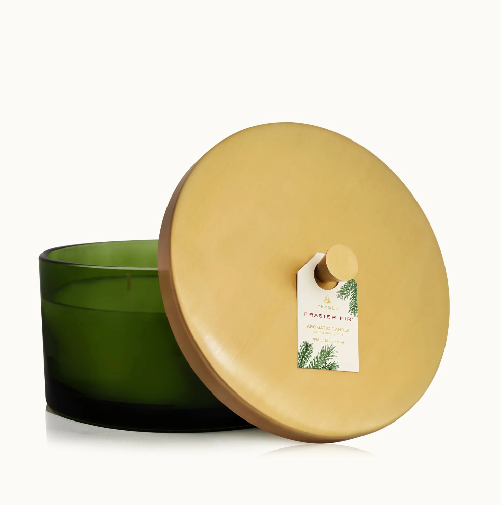 Thymes Frasier Fir Green 4-Wick Candle, 21 Ounces