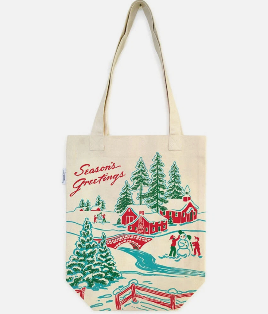 Cavallini Seasons Greeting Christmas Tote Bag