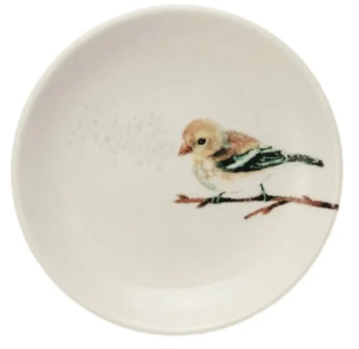 Stoneware Dish w/ Bird on Branch, 4 Styles