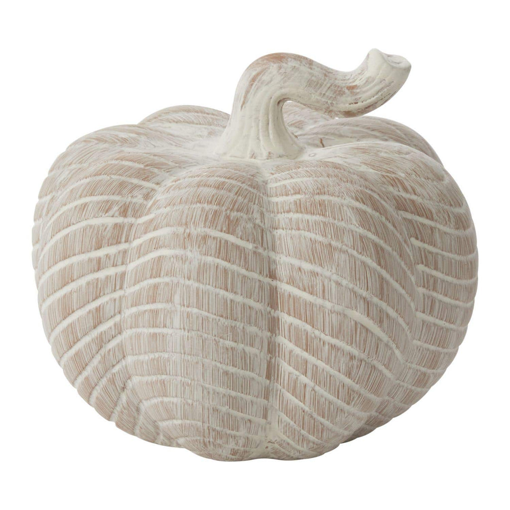 Whitewash Ceramic Pumpkin, 2 Sizes
