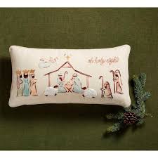 24" Embroidered Nativity Pillow "Oh Holy Night"