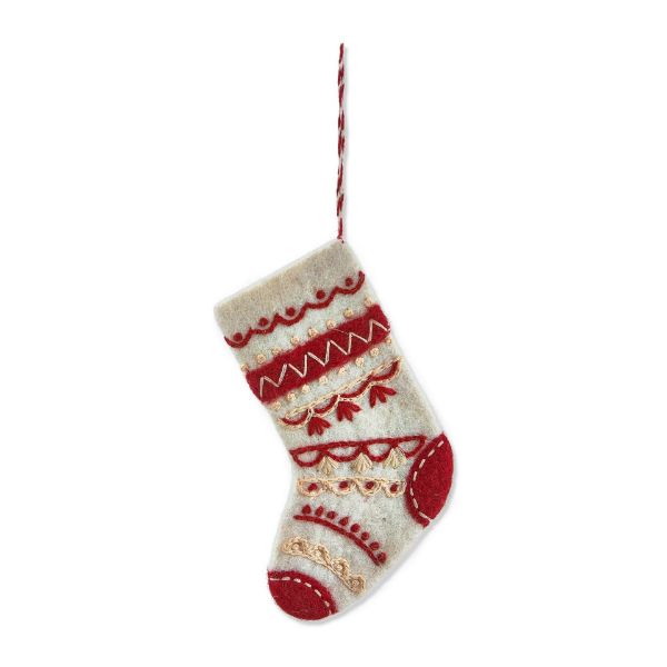 Embroidered Wool Stocking Gift Card Holder Ornament