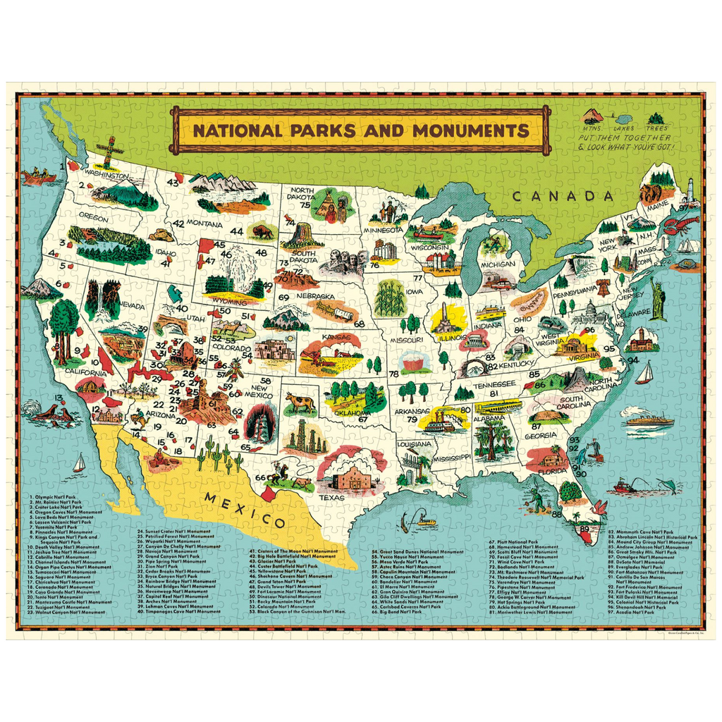 Cavallini National Parks Map Vintage Puzzle