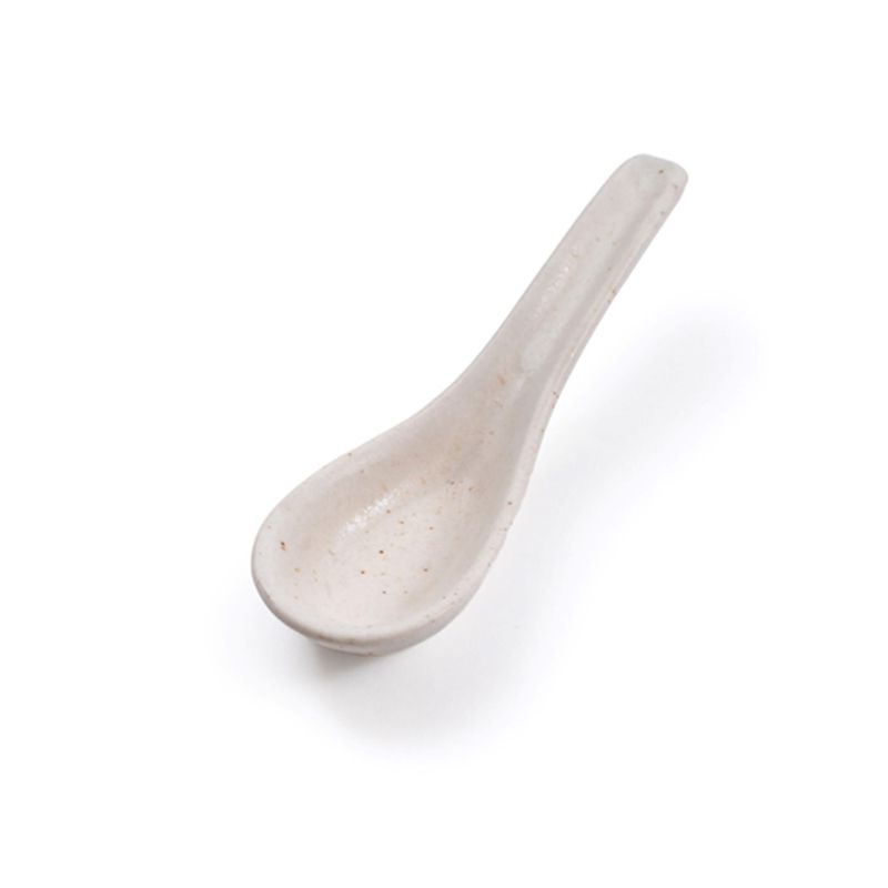 Ribbed Ceramic Hand Made Speckled Soup Spoon