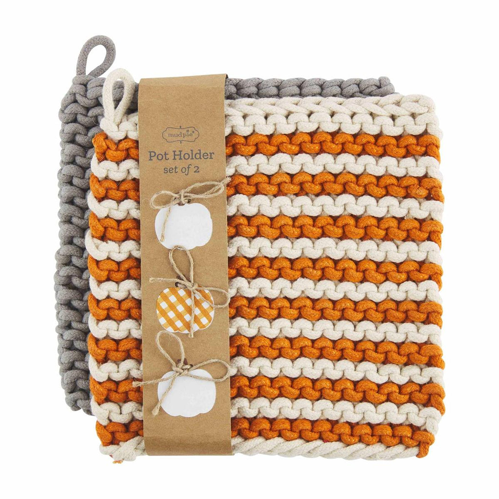Orange Crochet Pot Holder Set