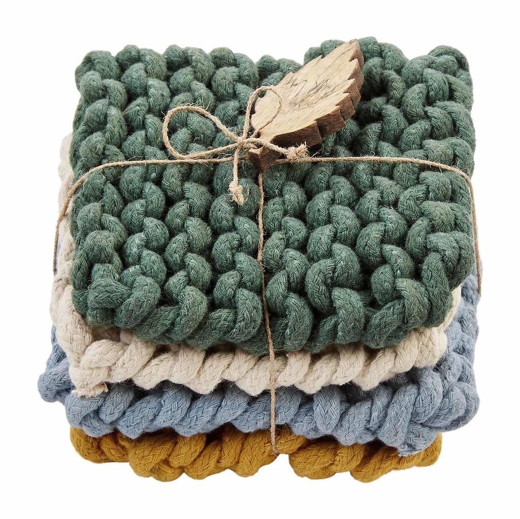 Fall Dark Green Crochet Coaster Set