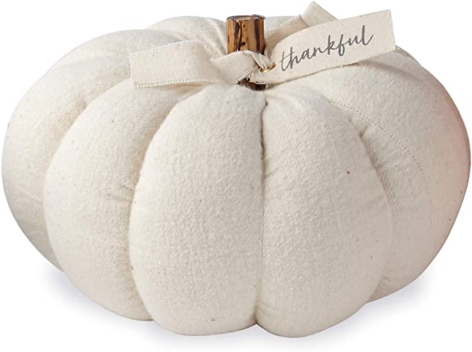 "Thankful" Cream Pumpkin Sitter