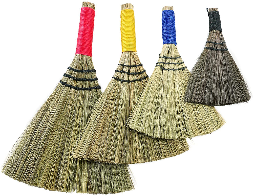 Whisk Brooms with Yarn Wrapped Handles, 4 Sizes