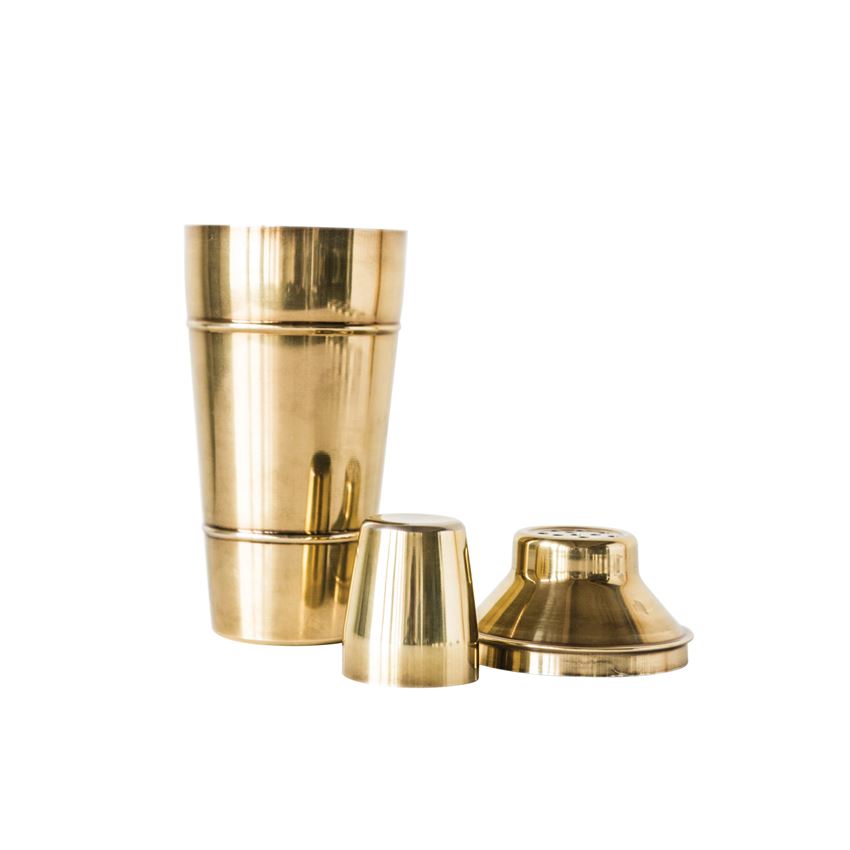 Stainless Steel Cocktail Shaker w/ Brass Finish