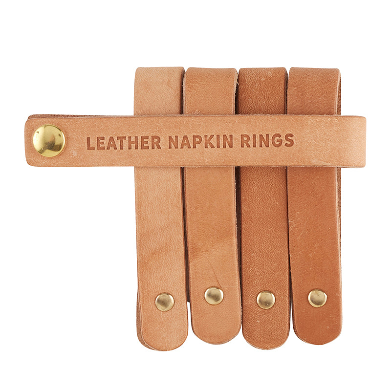 Leather Napkin Rings, Natural Color, Set of 4