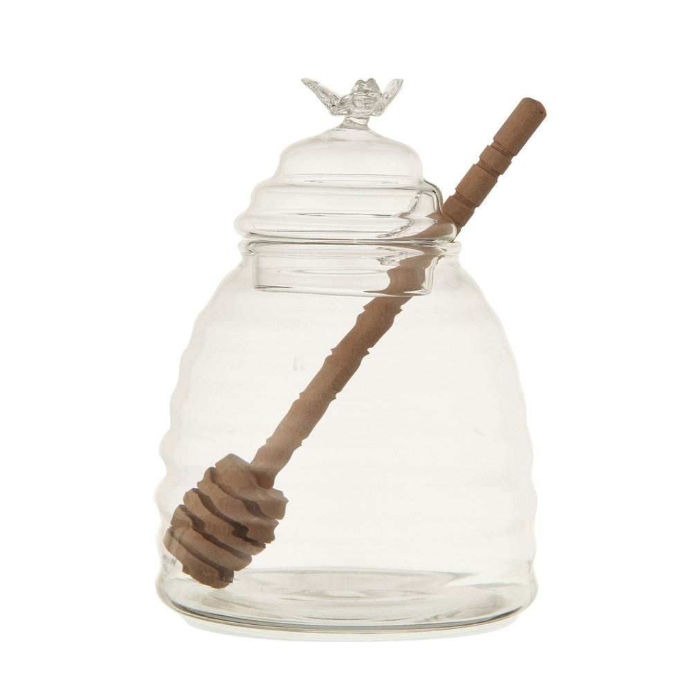 Glass Honey Jar w/ Wood Dipper