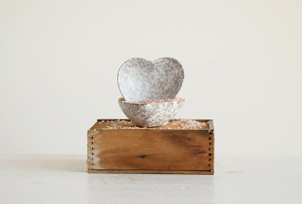Antique White Stoneware Heart Dish