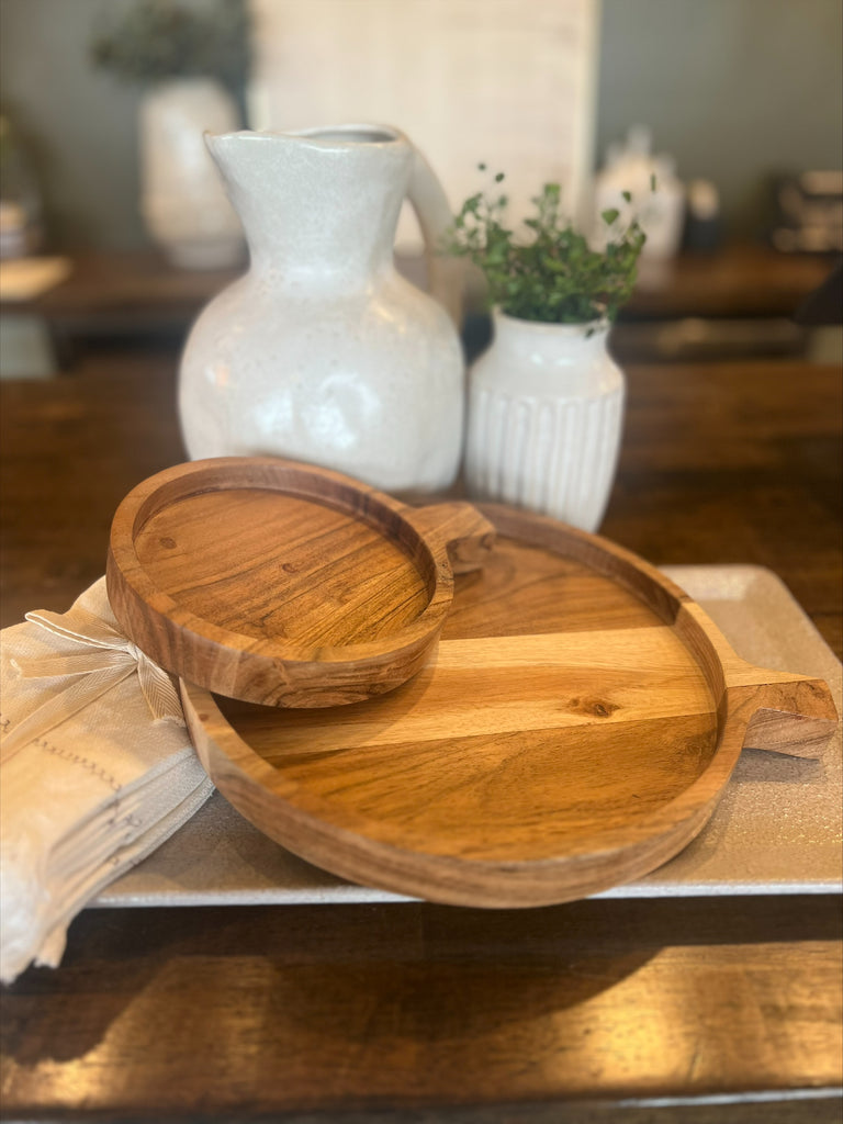 Natural Wood Round Tray, 2 Sizes
