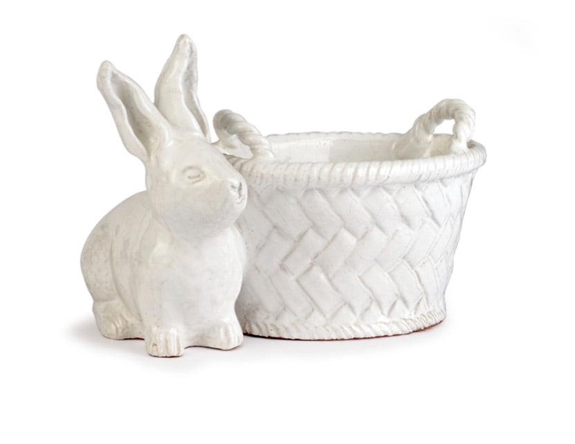 Stoneware Rabbit with Oblong Pot