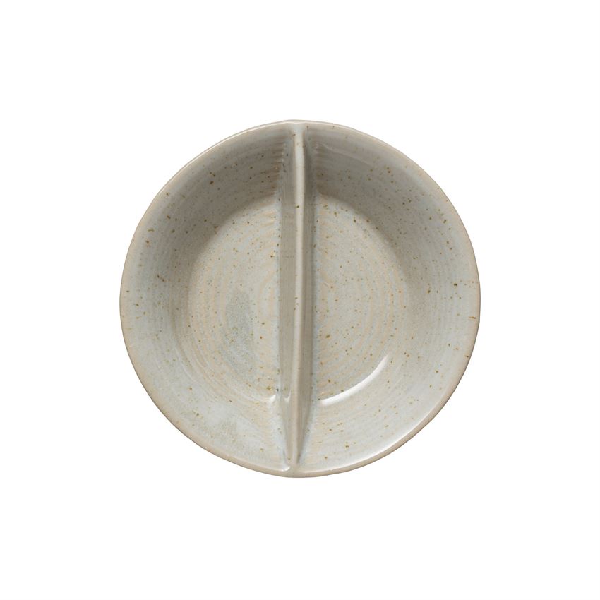 Stoneware Pinch Pot w/ 2 Sections, Bone Color