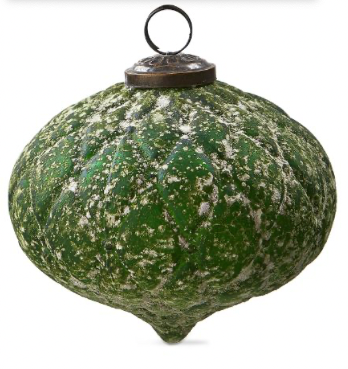 5" Antiqued Green Diamond Ornament, Green