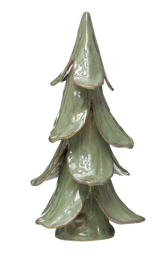 Handmade Stoneware Tree, Mint Color, Large