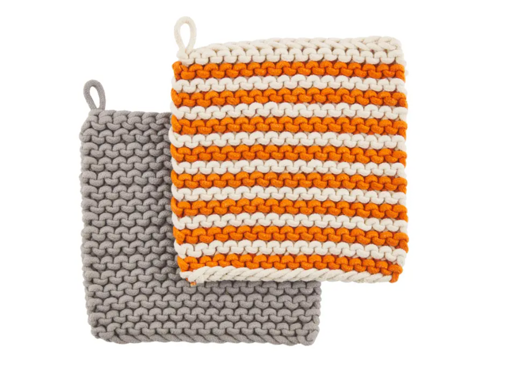 Orange Crochet Pot Holder Set