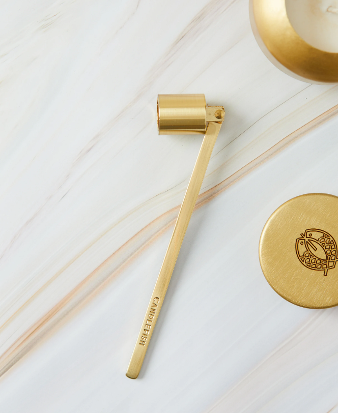 Candlefish Engraved Brushed Gold Candle Snuffer
