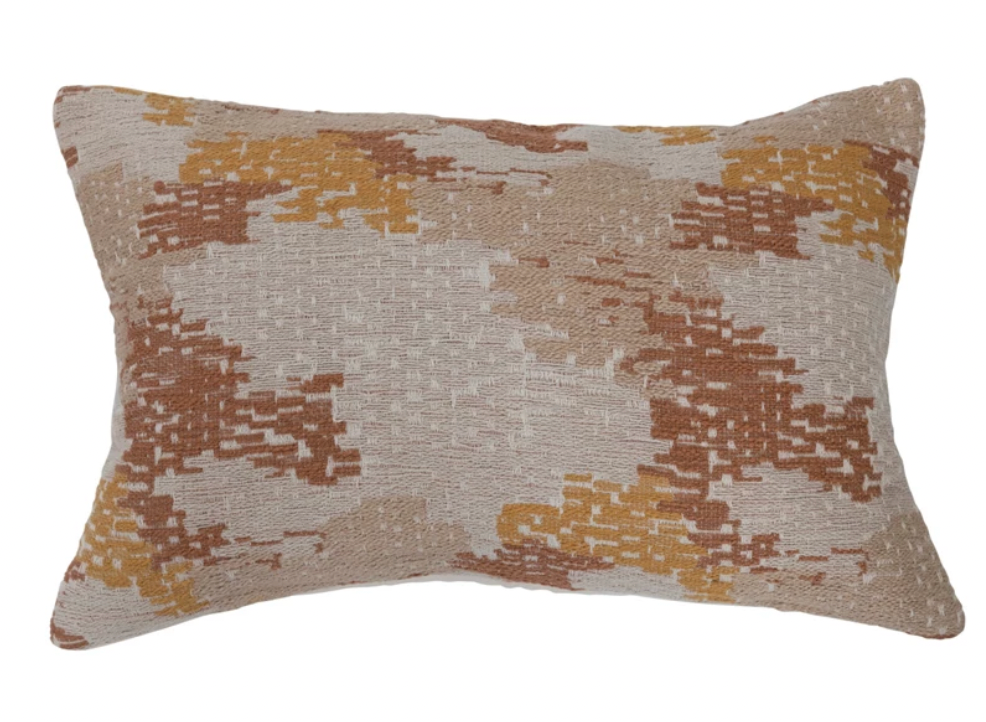 24" x 16" Woven Cotton Blend Jacquard Lumbar Pillow