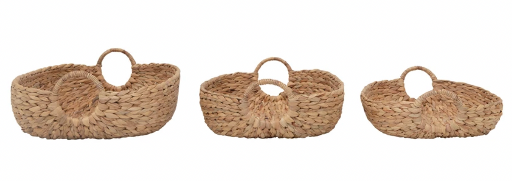 Hand-Woven Water Hyacinth Baskets, 3 sizes