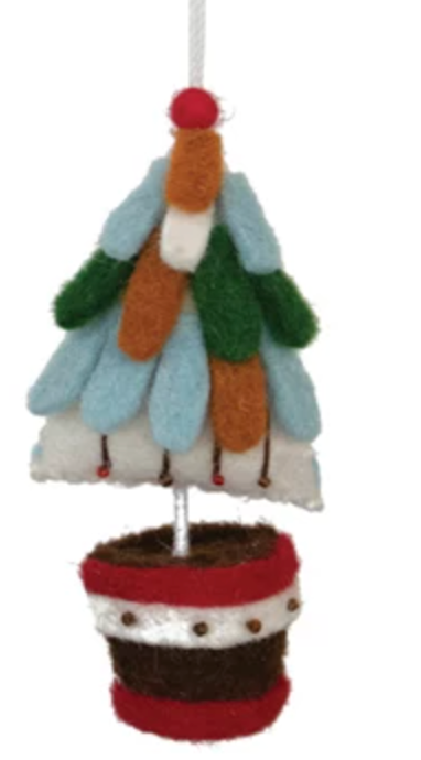 Embroidered Wool Tree Ornament, 4 Styles