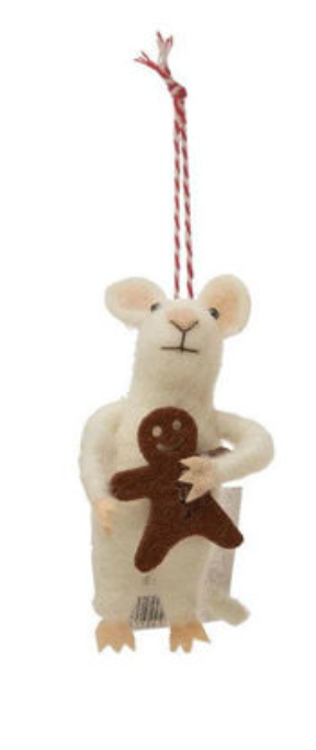 Christmas Mouse Wool Felt Ornament, 3 Styles