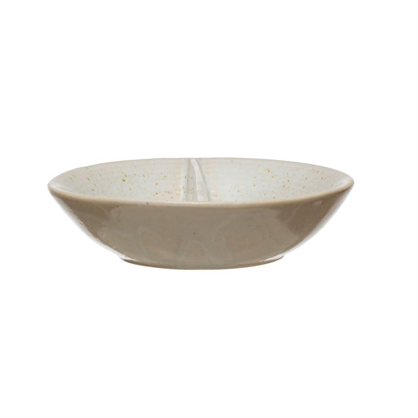 Stoneware Pinch Pot w/ 2 Sections, Bone Color