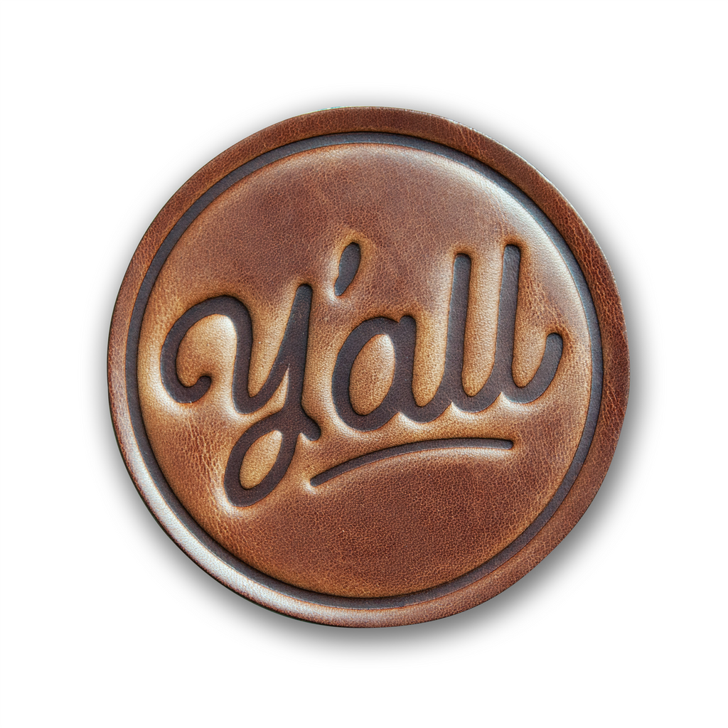 "Y'all" Hand Pressed Leather Coaster