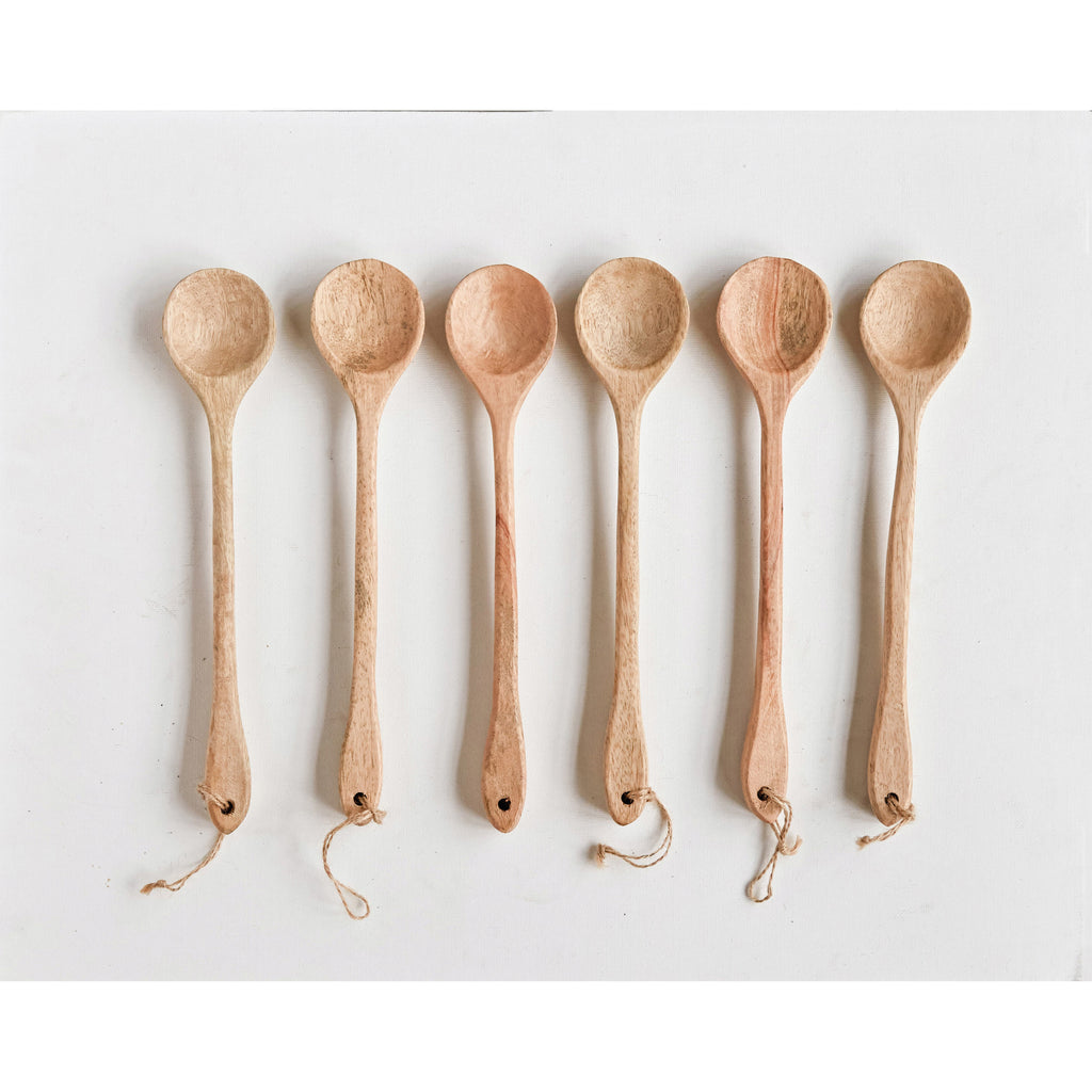 10" Hand Carved Mango Wood Spoon