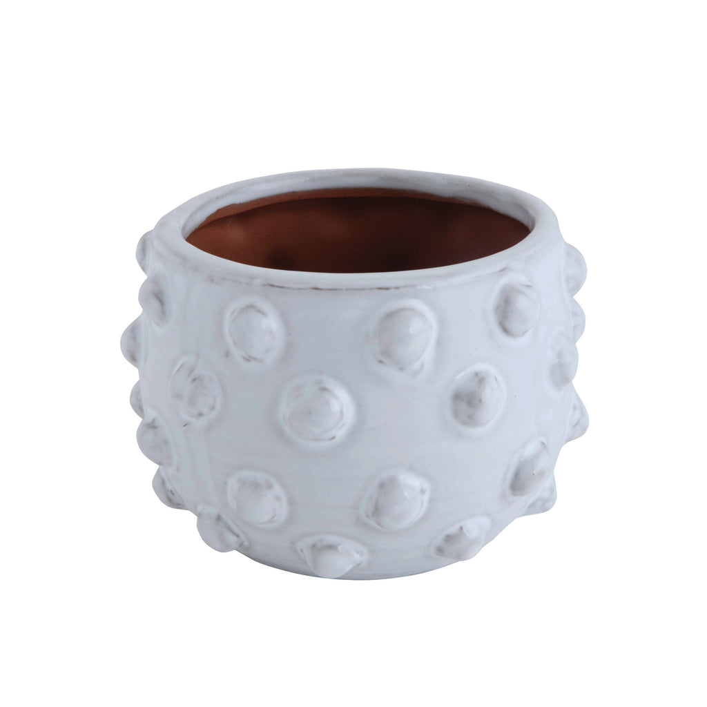 White Terra Cotta Planter with Raised Dots, Small