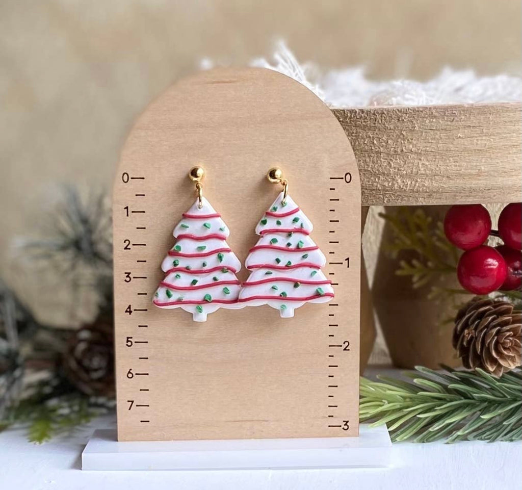 Holiday Clay Earrings, Christmas Tree Cakes