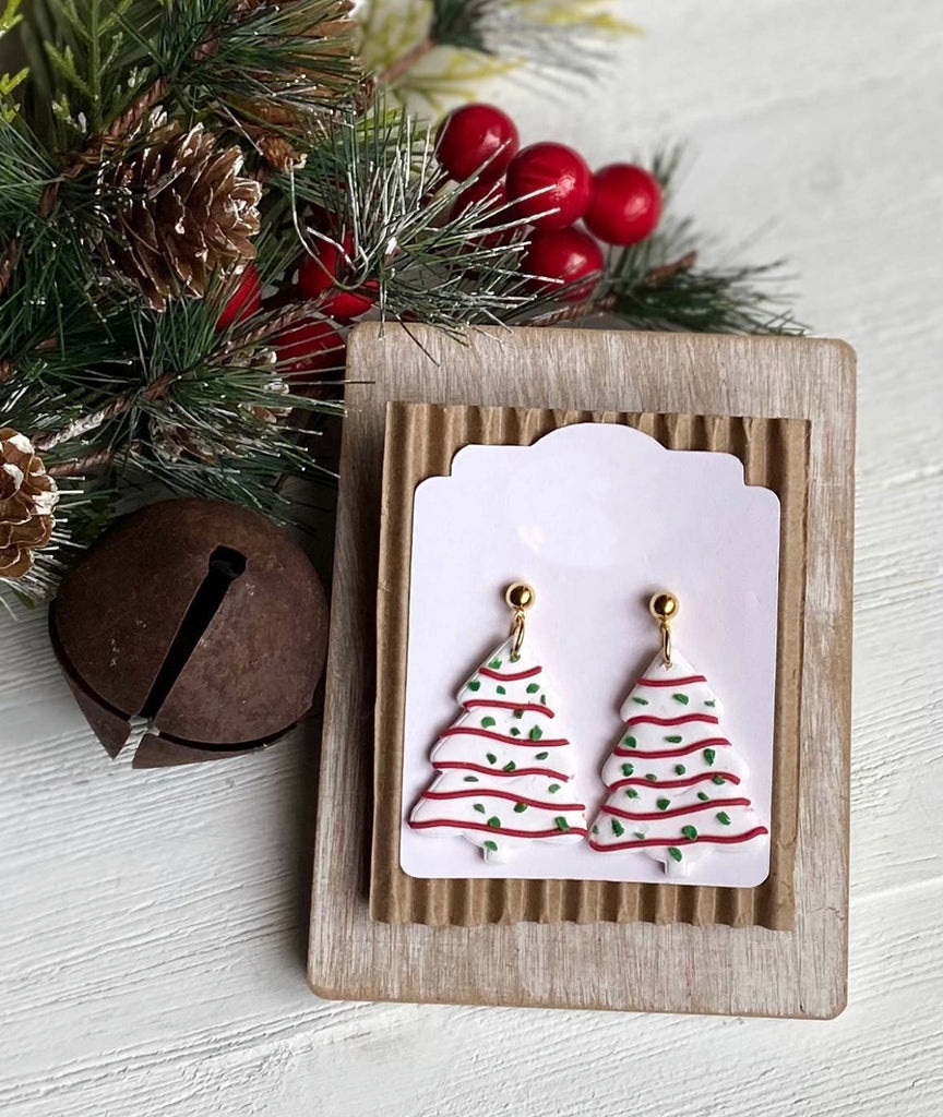Holiday Clay Earrings, Christmas Tree Cakes