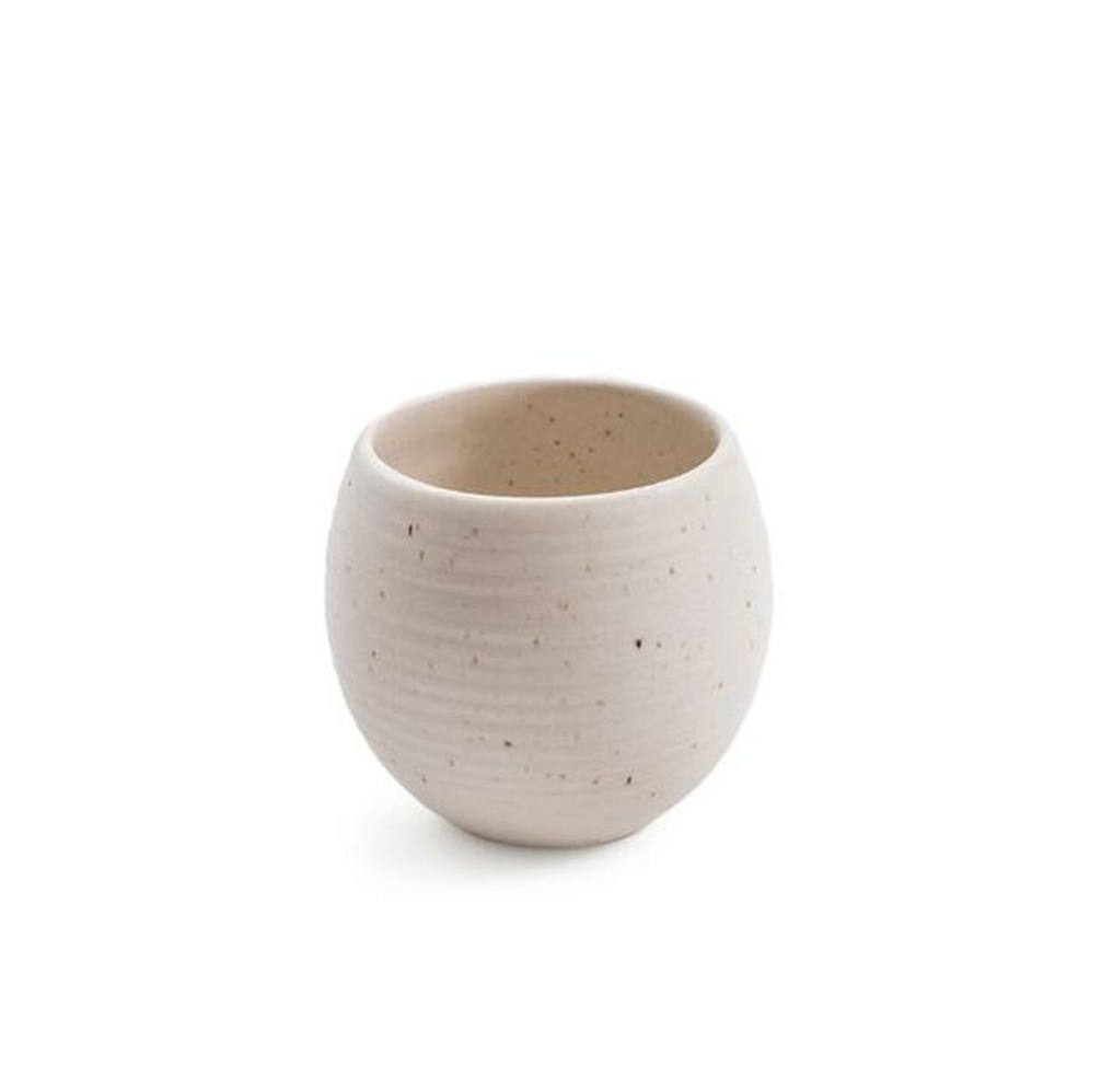Ribbed Ceramic Hand Made Speckled Pot, Small