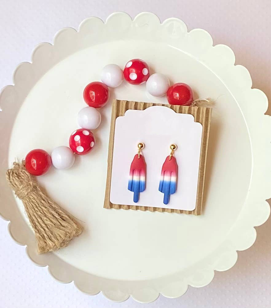 Red, White & Blue Popsicle Clay Earrings