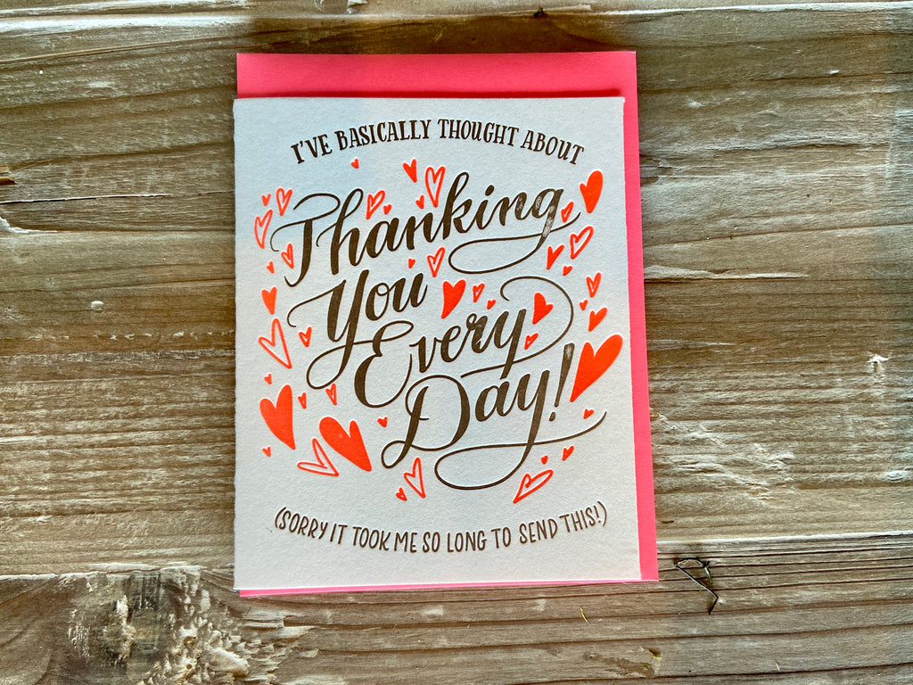 Thanking You Every Day Letterpress Card