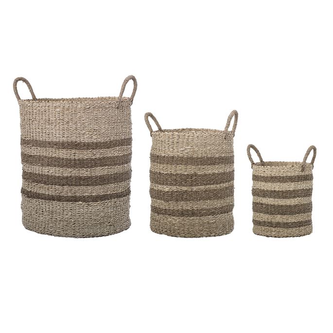 Striped Seagrass & Palm Basket