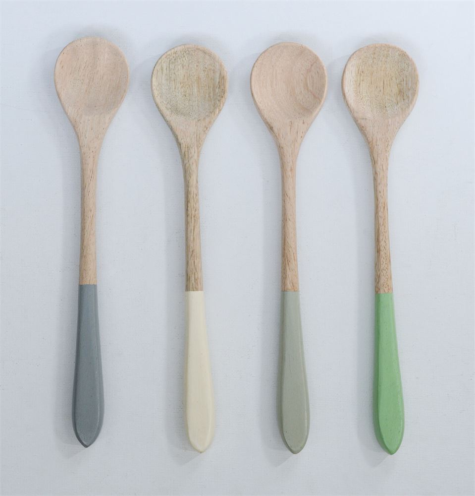 Mango Wood Spoon with Color Dipped Handle (5 Colors)