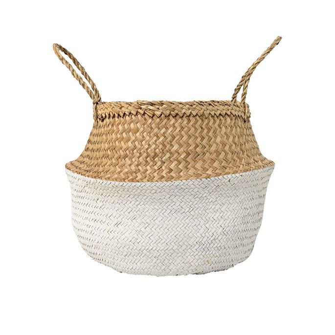 Seagrass Basket, Natural & White, Medium
