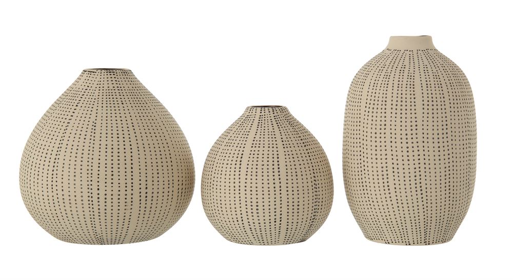 Black & White Stoneware Textured Vase, 3 Sizes