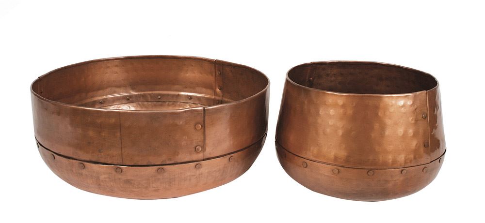 Decorative Hammered Iron Bowl, Copper Finish